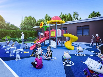 Kindergarten children'slide character amusement facilities 3d model