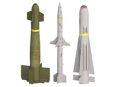 Military Weapon Missiles With Green White Gray Hues And Diverse Structural Designs 3d model