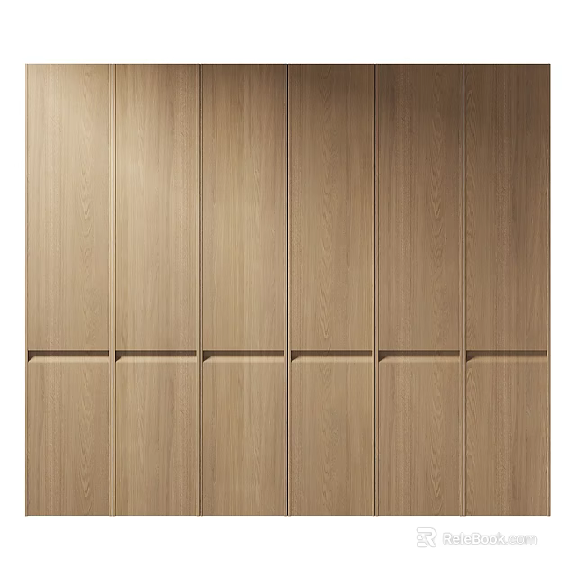Modern Wooden Wardrobe Design With Panel Doors And Minimalist Interior 3d model 