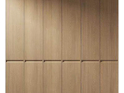 Modern Wooden Wardrobe Design With Panel Doors And Minimalist Interior 3d model