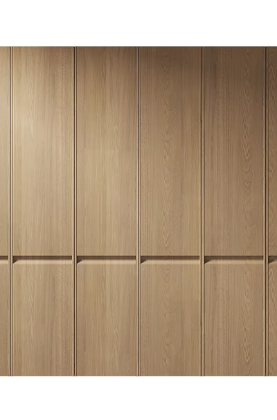 Modern Wooden Wardrobe Design With Panel Doors And Minimalist Interior 3d model