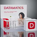 Datamatics Exhibition Booth Featuring Automation Journey Top IT Solutions White Red Design