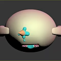 Cute Pink Round Game Character With Orange Cone Blue Drizzle And Red Eyes Details