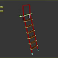 Sturdy Multi Step Ladder with Metal Frame Red Steps and Silver Handrail Design 3d model
