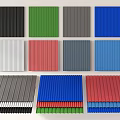 Public Facilities Construction Materials Featuring Various Colored Corrugated Panels And Stacked Designs 3d model