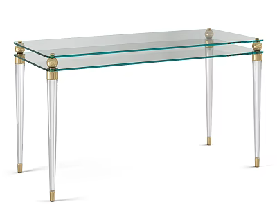 Elegant Glass Table With Transparent Legs And Gold Accents Design 3d model