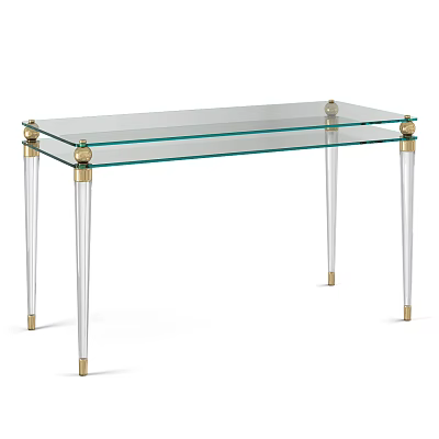 Elegant Glass Table With Transparent Legs And Gold Accents Design 3d model