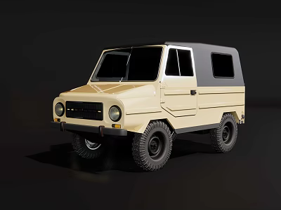 Beige Compact Off-Road Car With Gray Roof And Rugged Tires Design 3d model