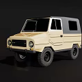 Beige Compact Off-Road Car With Gray Roof And Rugged Tires Design