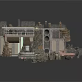 Complex Industrial Machinery Equipment With Platform Mechanical Components And Wheels