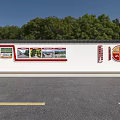 Building Exterior Wall with Clean Governance Calligraphic Landscape Art Ancient Town Green Trees Blue Sky