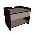 Modern Dark Brown Bedside Table With Beige Stitched Drawer And Lower Shelf 3d model