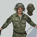 A Man In Green Military Uniform Wearing Tactical Helmet And Protective Goggle With Gloves