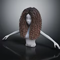 Realistic White Anatomical Torso Mannequin With Long Brown Curly Hair Wig