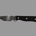 Tactical Knife With Stainless Steel Blade Black Handle And Gold Rivets