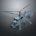 Detailed Military Gray Helicopter With Twin Rotors Cockpit And Landing Gear