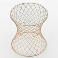 Elegant Modern Coffee Table With Gold Metal Mesh Geometric Structure Design 3d model