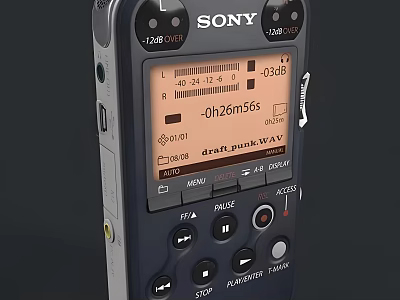 Sony ICD-UX570F Digital Voice Recorder With Headphone Speaker And WAV Audio Playback 3d model