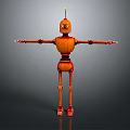 Orange Robot Game and Movie Character with Yellow Eyes Antenna Head and Outstretched Arms