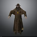 A Man In Brown Robe With Long Beard Brown Hat And Gold Necklace Standing
