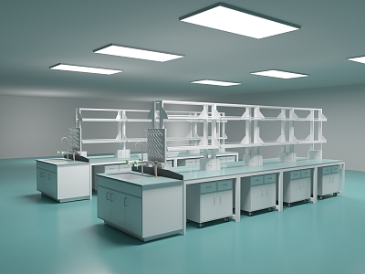 Modern laboratory central console central console reagent rack 3d model