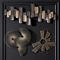 Modern Artistic Wall Decor Featuring Geometric Metallic 3D Hanging Ornaments 3d model