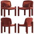Modern Red Fabric Accent Chair With Soft Pillow And Cylindrical Legs