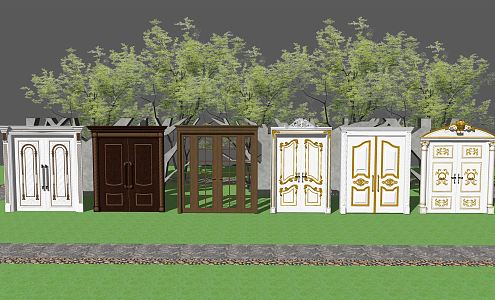 European-style double door 3d model