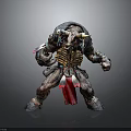 Mythical Minotaur Warrior Character With Armored Body Feathered Decor And Red Cloth