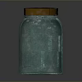 Green Ceramic Storage Jar With Brown Lid And Textured Surface Design 3d model