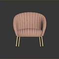 Cozy Pink Knitted Chair With Gold Metal Legs And Comfortable Design