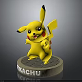 Pikachu Yellow Pokémon Character With Red Cheeks Black Tipped Ears And Base With Name