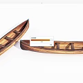 Two Wooden Boat Models With Natural Wood Texture And Seating Planks