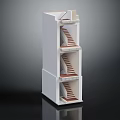 Architectural Model Staircase Structure With Multi Level White Framework And Brown Steps