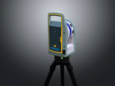 Leica Geosystems Laser Survey Instrument On Tripod With Yellow Gray Body And Circular Lens 3d model