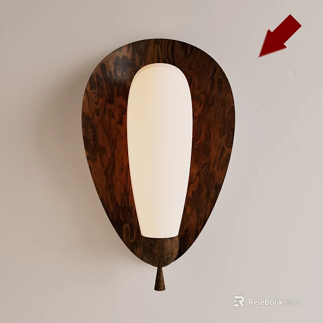 Modern Wooden Wall Lamp With White Shade And Unique Curved Contemporary Design 3d model 