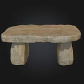 Rustic Solid Stone Table With Natural Texture And Sturdy Legs For Home Decor