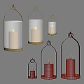 Gold Frame Glass Decorative Ornament Set with White Candles for Home Decor