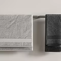 Stylish Bathroom Accessories With Light And Dark Gray Towels Hanging On Rod For Home Bathroom Decor