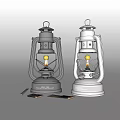 Vintage Oil Lamps In Black And Silver Design With Matchsticks And Matchboxes