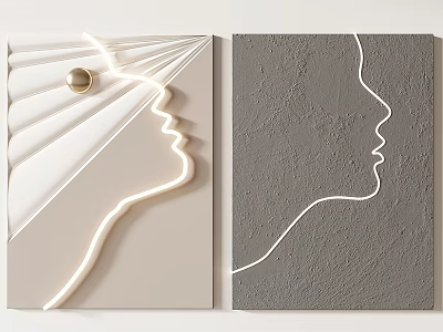 Modern Art Decor With Minimalist Line And Face Silhouette Details 3d model