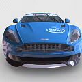 Stylish Blue Sports Car With Intel Logo And Racing Exterior Design