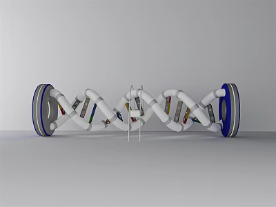 Molecular Diagnostic Medical Device Featuring DNA Double Helix Structure And Lab Applications 3d model