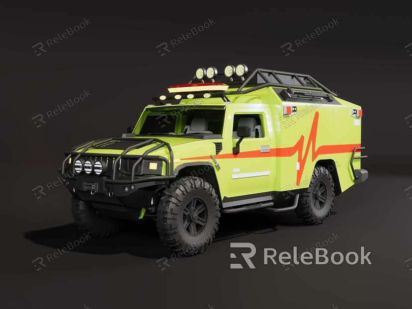 Modern off-road RV crossing car field rescue car model