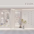 Elegant Modern Clothing Store Interior Design With Hanging Garments Mirror And Green Plants