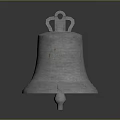 Ornate Silver Bell With Crown Top And Intricate Carved Surface Design