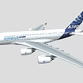 Airbus A380 Four Engine Passenger Jet With White Blue Livery