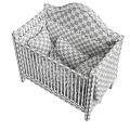 Cozy Wooden Baby Crib With Padded Headboard Soft Pillows And Elegant Design