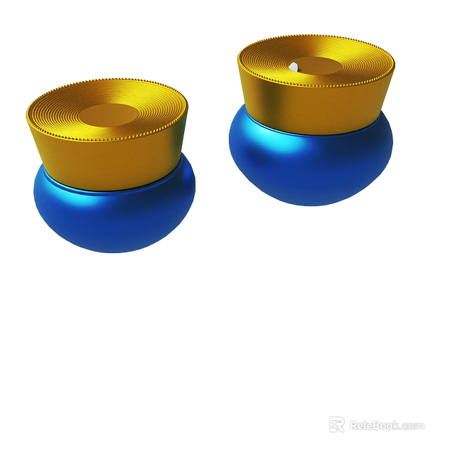 Two Cosmetic Jars With Blue Base And Gold Lid Design 3d model
