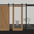 Modern Interior Sliding Barn Doors With Wooden X Pattern And Glass Stripes